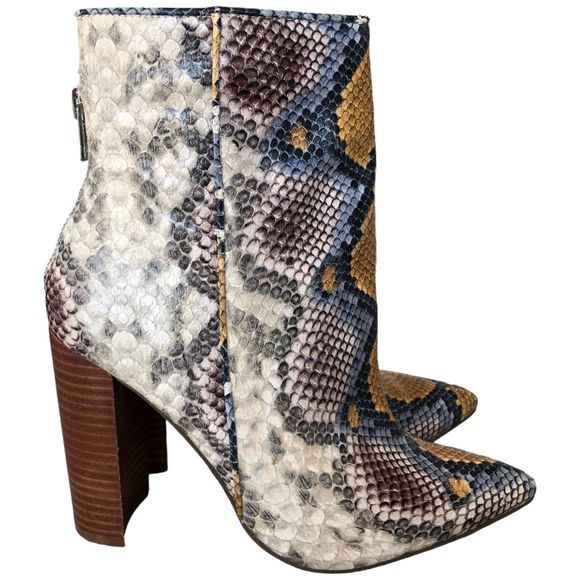 Steve Madden Yellow and Gray Ankle Booties with Chunky Heel - Picture 1 of 6
